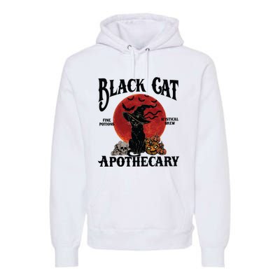 Halloween Black Cat Apothecary Retro Halloween Cat Premium Hoodie