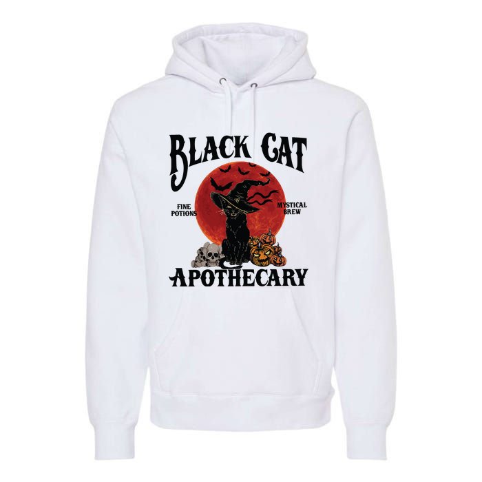 Halloween Black Cat Apothecary Retro Halloween Cat Premium Hoodie