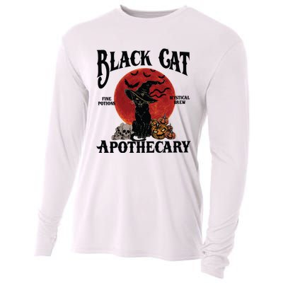 Halloween Black Cat Apothecary Retro Halloween Cat Cooling Performance Long Sleeve Crew