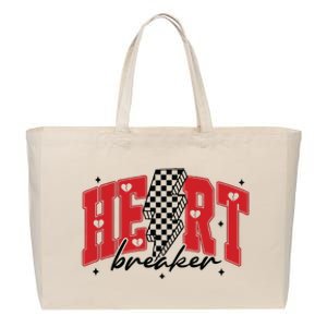 Heart Breaker Checkered Retro Valentine Cotton Canvas Jumbo Tote