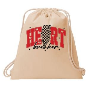 Heart Breaker Checkered Retro Valentine Drawstring Bag