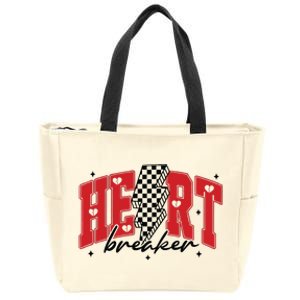 Heart Breaker Checkered Retro Valentine Zip Tote Bag