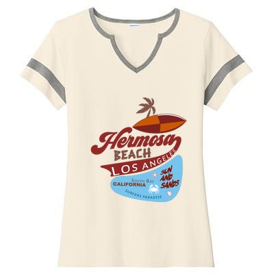 Hermosa Beach California Ladies Halftime Notch Neck Tee