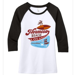 Hermosa Beach California Women's Tri-Blend 3/4-Sleeve Raglan Shirt