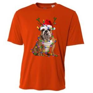 Hilarious Bulldog Christmas Pajama with Festive Tree Lights Cooling Performance Crew T-Shirt