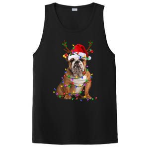 Hilarious Bulldog Christmas Pajama with Festive Tree Lights PosiCharge Competitor Tank