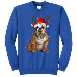 Hilarious Bulldog Christmas Pajama with Festive Tree Lights Sweatshirt