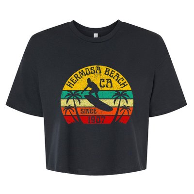 Hermosa Beach California Surfing Surfer Ocean Vintage Bella+Canvas Jersey Crop Tee