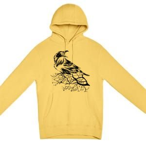 Halloween Bird Creepy Gift Raven Bird Animal Crow Premium Pullover Hoodie