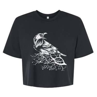 Halloween Bird Creepy Gift Raven Bird Animal Crow Bella+Canvas Jersey Crop Tee