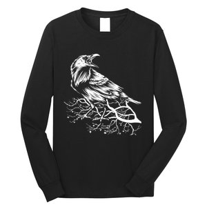 Halloween Bird Creepy Gift Raven Bird Animal Crow Long Sleeve Shirt