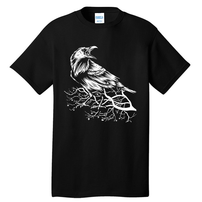 Halloween Bird Creepy Gift Raven Bird Animal Crow Tall T-Shirt