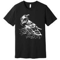 Halloween Bird Creepy Gift Raven Bird Animal Crow Premium T-Shirt