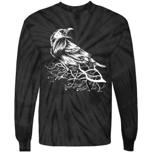 Halloween Bird Creepy Gift Raven Bird Animal Crow Tie-Dye Long Sleeve Shirt