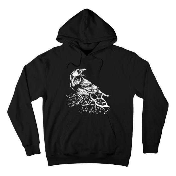 Halloween Bird Creepy Gift Raven Bird Animal Crow Tall Hoodie