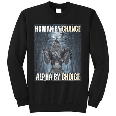 Human By Chance Alpha By Choice Cool Funny Alpha Wolf Meme Sweatshirt