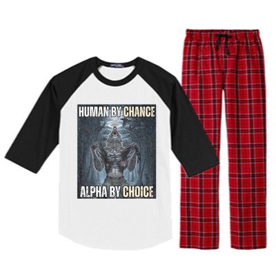 Human By Chance Alpha By Choice Cool Funny Alpha Wolf Meme Raglan Sleeve Pajama Set