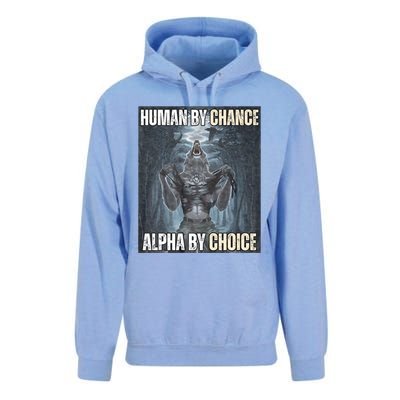 Human By Chance Alpha By Choice Cool Funny Alpha Wolf Meme Unisex Surf Hoodie