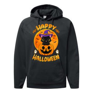 Halloween Black Cat Witch Hat Pumpkin Performance Fleece Hoodie