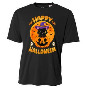 Halloween Black Cat Witch Hat Pumpkin Cooling Performance Crew T-Shirt