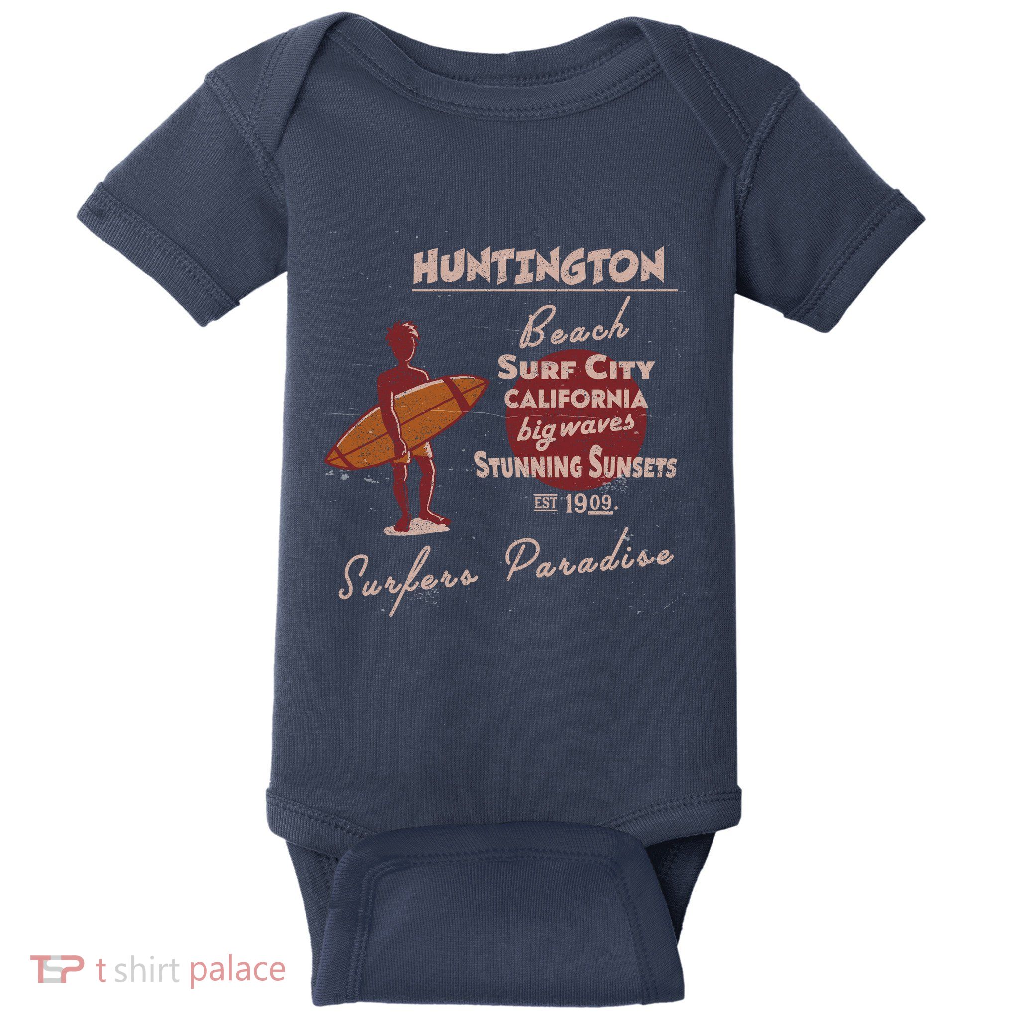 Huntington Beach California Vintage Baby Bodysuit
