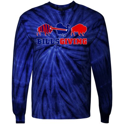 Happy Billsgivings Chicken Football Thanksgiving Tie-Dye Long Sleeve Shirt