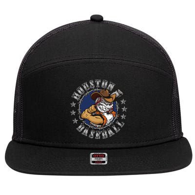 Houston Baseball Cartoon 7 Panel Mesh Trucker Snapback Hat