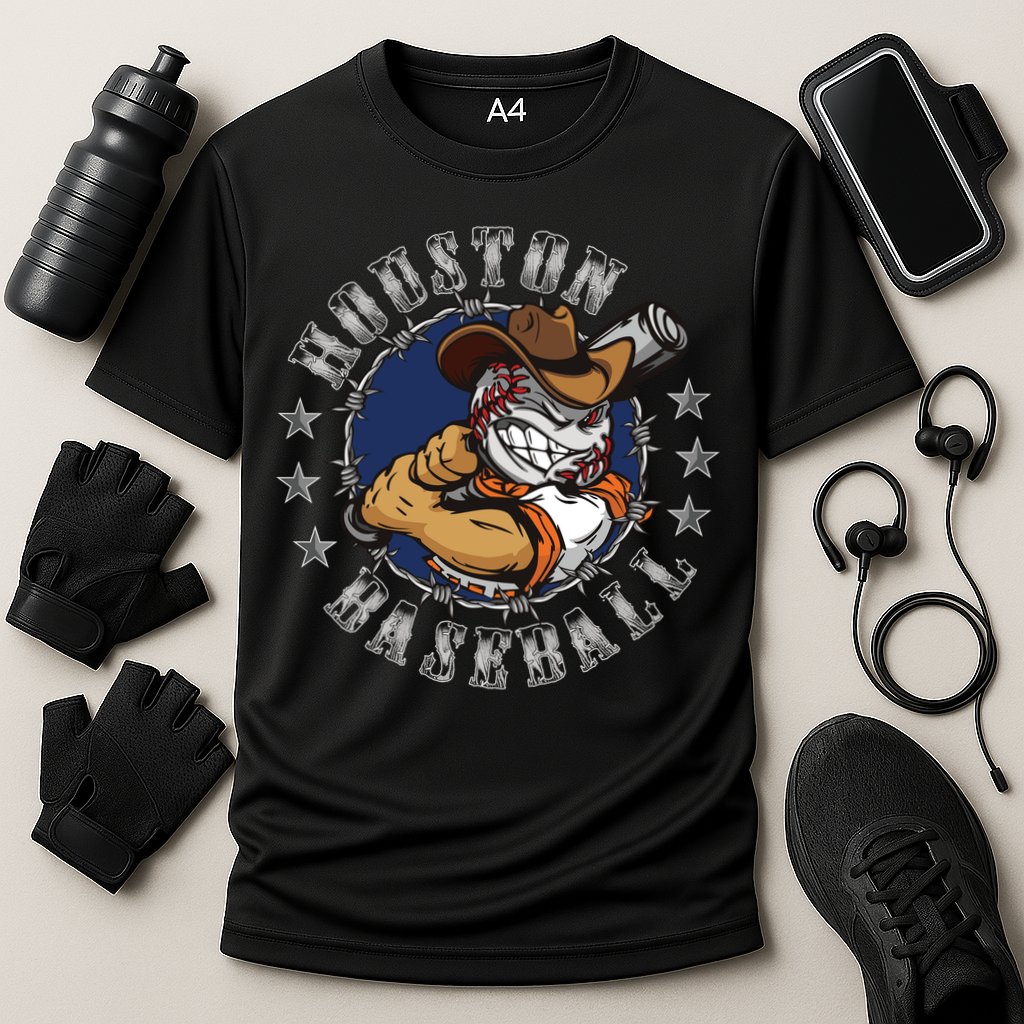 Houston Baseball Cartoon Cooling Performance Crew T-Shirt