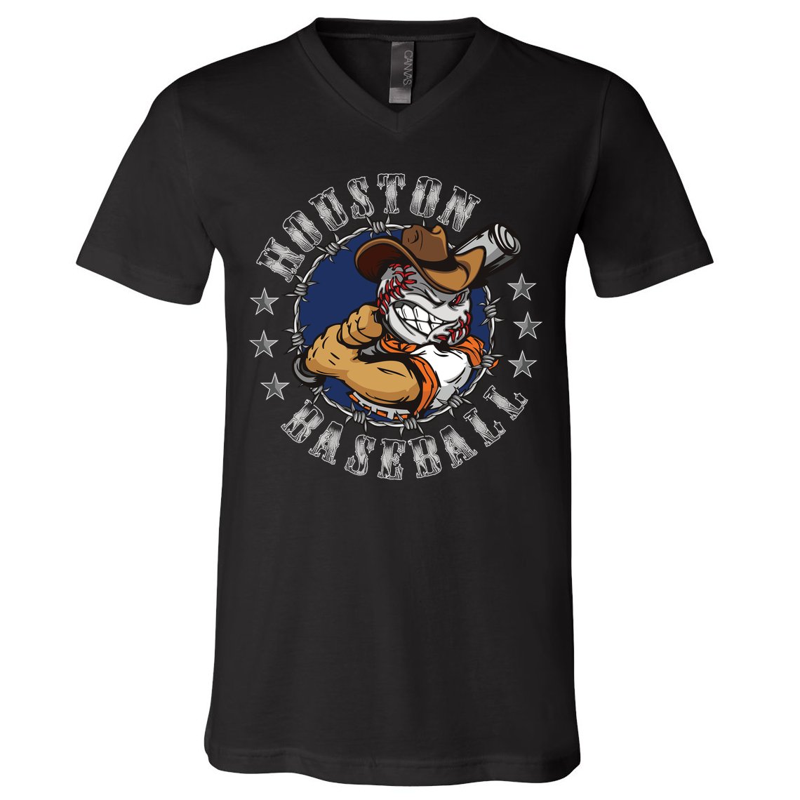 Houston Baseball Cartoon V-Neck T-Shirt