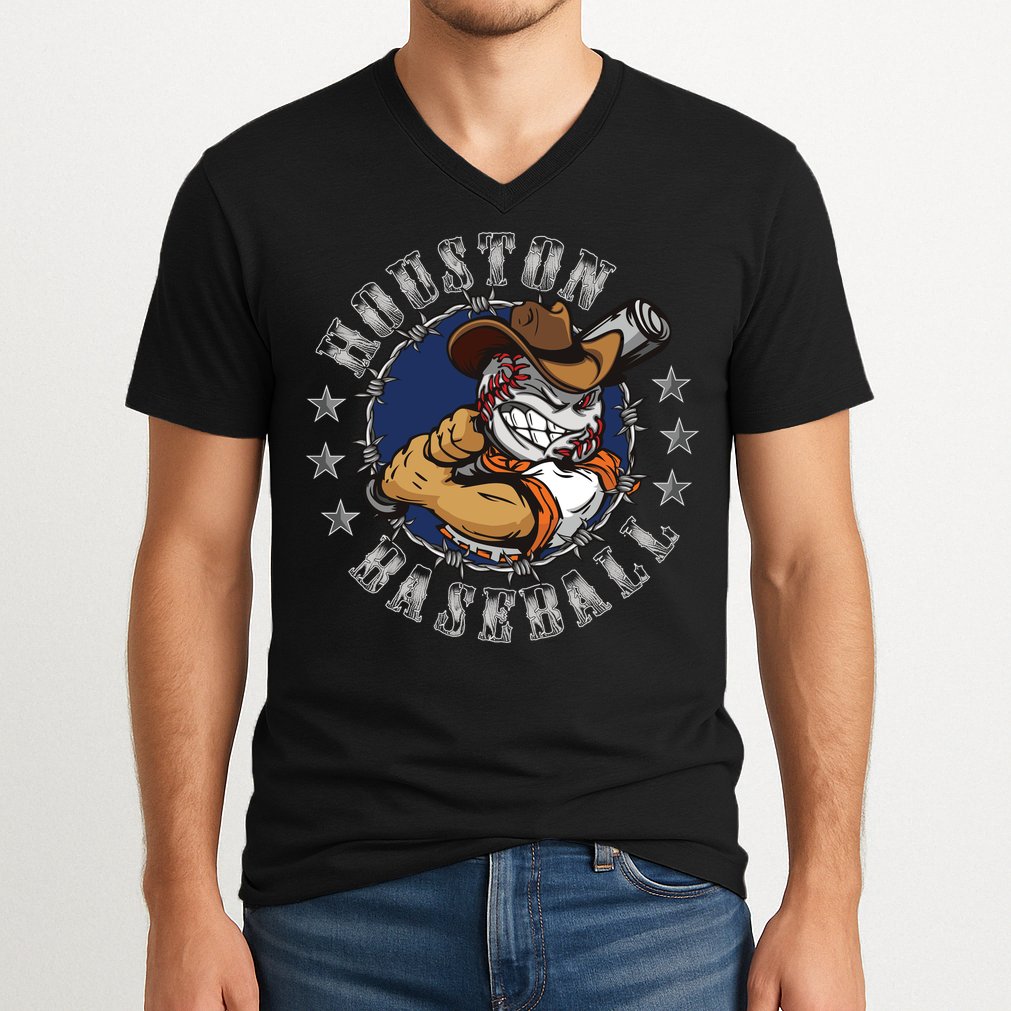 Houston Baseball Cartoon V-Neck T-Shirt