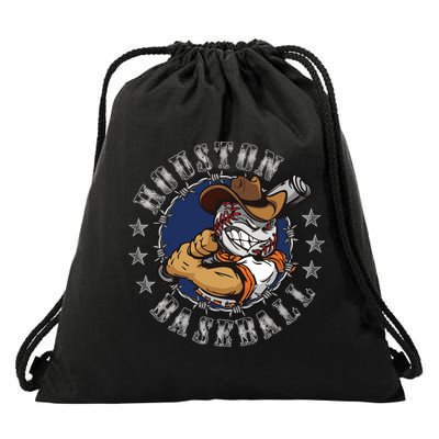 Houston Baseball Cartoon Drawstring Bag