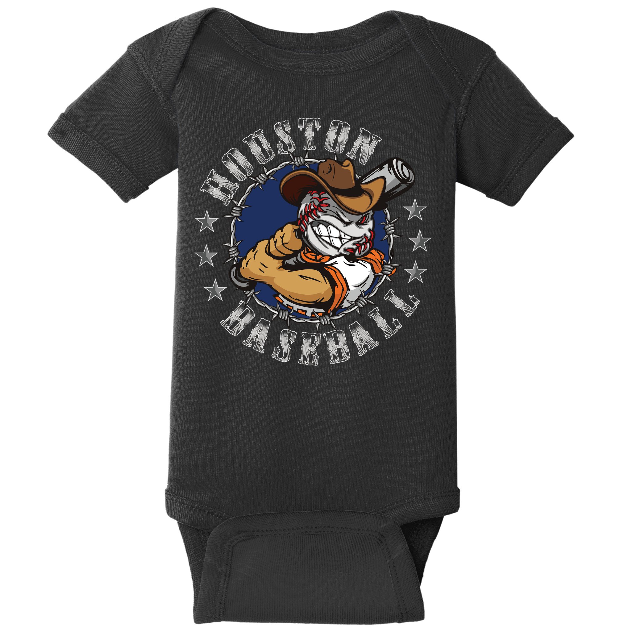 Houston Baseball Cartoon Baby Bodysuit