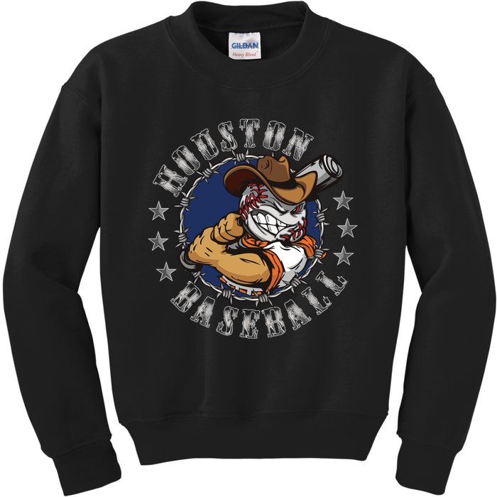 Houston Baseball Cartoon Kids Sweatshirt