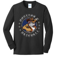 Houston Baseball Cartoon Kids Long Sleeve Shirt