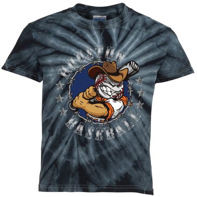 Houston Baseball Cartoon Kids Tie-Dye T-Shirt