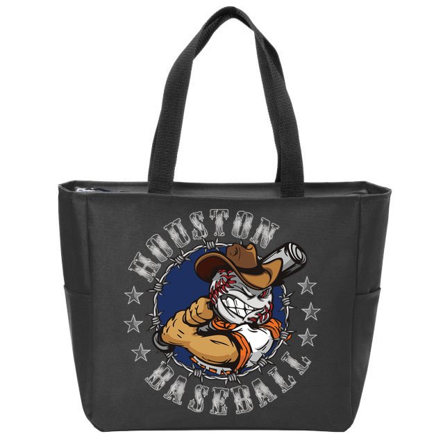 Houston Baseball Cartoon Zip Tote Bag