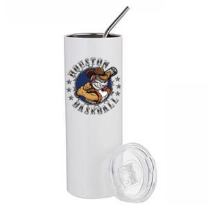 Houston Baseball Cartoon Stainless Steel Tumbler