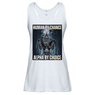 Human By Chance Alpha By Choice Cool Funny Alpha Wolf Ladies Essential Flowy Tank