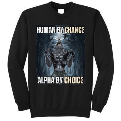 Human By Chance Alpha By Choice Cool Funny Alpha Wolf Meme Sweatshirt