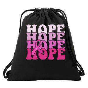 Hope Breast Cancer Awareness Ribbon Drawstring Bag