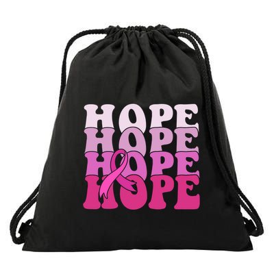 Hope Breast Cancer Awareness Ribbon Drawstring Bag