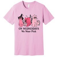 Halloween Breast Cancer On Wednesday We Wear Pink Ghost Premium T-Shirt