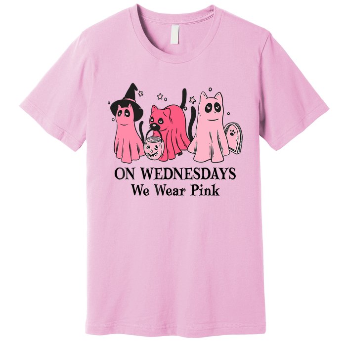 Halloween Breast Cancer On Wednesday We Wear Pink Ghost Premium T-Shirt