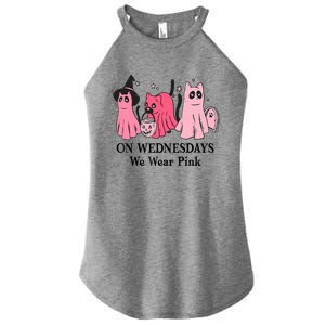 Halloween Breast Cancer On Wednesday We Wear Pink Ghost Women's Perfect Tri Rocker Tank