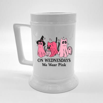 Halloween Breast Cancer On Wednesday We Wear Pink Ghost Beer Stein