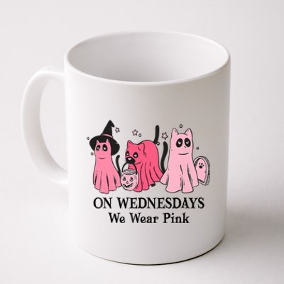 Halloween Breast Cancer On Wednesday We Wear Pink Ghost Coffee Mug