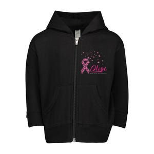 Hope Breast Cancer Awareness Ribbon Butterfly Pink Gift Toddler Zip Fleece Hoodie