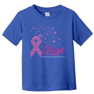 Hope Breast Cancer Awareness Ribbon Butterfly Pink Gift Toddler T-Shirt