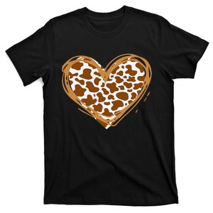 Heart Brown Cow Pattern for Cow Lover T-Shirt