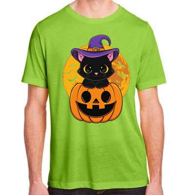 Halloween Black Cat Witch Hat Pumpkin For Adult ChromaSoft Performance T-Shirt